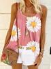 Camiseta de tirantes semitransparente con cuello redondo y estampado de margaritas para mujer, ropa de comercio exterior transfronteriza europea y americana
