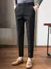 Pantalones de Hombre, Ropa Formal de Negocios para Primavera y Otoño, Pantalones Casuales de Traje Rectos Holgados de Nueve Puntos, Pantalones de Traje para Novio Alto