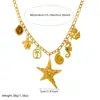 Collar con Colgante de Estrella de Mar Chapado en Oro Personalizado Creativo Transfronterizo Europeo y Americano Acero Inoxidable Accesorios de Vida Marina