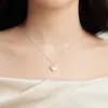 Collar de corazón cepillado de plata de ley s925, cadena para la clavícula con diseño único, regalo para novia o mejor amiga, venta al por mayor de joyería