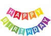 Banner de Feliz Cumpleaños Holográfico Arcoíris Transfronterizo Pre-ensartado Decoración para Fiesta Aurora Suministros para Celebración de Estudiantes