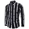 Camisa de manga larga de estilo business casual, camisa a rayas transfronteriza europea y americana, camisa de hombre para primavera y otoño, en stock para venta al por mayor