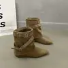 Botas de caña alta estilo nuevo, botas de vaquero para mujer de estilo occidental a la moda, hebilla de cinturón, botas planas de otoño hasta la mitad de la pantorrilla, retro 2026, punta cuadrada