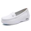Sapatos de enfermeira femininos com amortecimento de ar, sola macia, respiráveis, couro genuíno, sola grossa, outono e inverno, trabalho médico, sapatos brancos, confortáveis, antiderrapantes, sapatos para salão de beleza