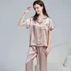 Pijama de Seda para Mujer Traje de Dos Piezas de Manga Larga para Primavera y Verano 100% Seda de Morera Nuevo Conjunto de Verano Ropa de Casa