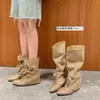 Botas de Piel Genuina Dos Versiones Punto Maillard Puntiagudas con Cordones Arrugadas Apiladas Botines Cortos de Moda Retro Individuales Botas de Caballero