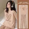 Pijama Feminino do Sudeste Asiático 2026 Verão Fino Manga Curta Calça Longa Desenho Animado Fofo Estilo Rejuvenescedor Conjunto de Duas Peças para Casa