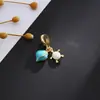 Nuevo Colgante de Hilo Dorado, Hojas Tropicales, Colgante de Piña y Pez, Incrustado con Joyería de Piedras Preciosas de Esmalte Colorido