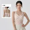 Camisola impresa chaleco de yoga para mujer con almohadillas en el pecho, cuello halter, tirantes finos, espalda hermosa, chaleco deportivo, top de fitness Pilates