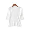 [Procesamiento y Personalización] Camiseta Interior de Seda de Morera de Verano Yuyue con Cuello Redondo y Manga de Tres Cuartos para Mujer Top de Seda de Manga Corta para Mujer