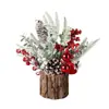 2026 Árbol de Navidad de Escritorio de Amazon Decoraciones Navideñas DIY Corteza de Pino Simulada Adornos de Árbol en Barril de Madera en Stock
