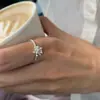 Anillo Nuevo de Plata 925 de Moda para Mujer, Simple y Versátil, Apilable, Anillo Abierto Ajustable, Anillo para Dedo Índice Estilo Ins de Celebridad de Internet