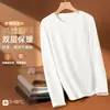 Camiseta base térmica de fleece dupla face para o inverno de 2026 para homens, manga longa quente, forrada com fleece, espessa, gola redonda, top de outono