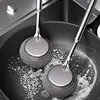 Escova de Panela de Aço Inoxidável Cozinha Especial Lavagem de Panela Escova de Bola de Aço Cabo Longo Escova de Limpeza para Lavar Louça Esponja de Aço para Panela