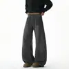 Calça jeans masculina com estampa de bambu, perna curva, tendência de outono, calça comprida casual com caimento fluido, calça larga versátil para adolescentes