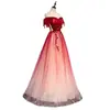 Vestido para Brinde da Noiva 2026 Novo Verão Longo Estilo Fada Vestido de Gala Gradiente Céu Estrelado Vestido Vermelho Sem Alças Feminino