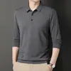 Camiseta de Manga Larga para Hombre de Seda Hielo Otoño Dropshipping 2023 Nuevo Estilo Camiseta Delgada Casual para Hombre para Papá