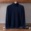 Suéter de cachemira para hombre transfronterizo, color liso, tejido de punto pullover, cálido para otoño e invierno, cuello alto, capa base, lujo ligero, estilo simple