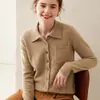 Camisa de Cachemira para Mujer Cuello Polo Cardigan Tejido Temperamento Solapa Diseño con Sentido Suéter Base Abrigo Camisa de Cachemira