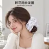 Goma para el pelo de malla floral morada para mujer, con un tacto de alta gama, para moño grande