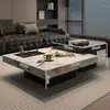 Mesa de café minimalista de piedra estilo italiano, Muebles modernos de lujo ligero para sala de estar, Sofá Lawrence de combinación cuadrada para apartamentos pequeños de alta gama