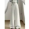 150 calças de terno de perna larga de seda gelada super curtas femininas primavera e verão cintura alta calças de chão xs alta casual calças Yamamoto