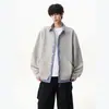 Chaqueta sudadera de dos piezas a cuadros con retazos de moda para hombre, estilo americano otoño e invierno, cárdigan holgado estilo universitario fresco