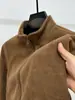 Jaqueta Cardigan Masculina com Gola Alta e Zíper Outono/Inverno 2025, Jaqueta Quente de Lã Fleece Cor Sólida para Homens