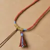 Cordón para collar colgante de cuello estilo Tíbet, tendencia retro étnica china, amuleto de Buda Thangka, cordón de collar de ámbar versátil