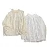 Camisa de Algodón Holgada Estilo Japonés Nueva Colección Primavera y Otoño Cuello de Muñeca Versátil Bordada con Encaje Artístico Blusa