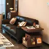 Mesa Lateral de Altura Ajustável, Carrinho Móvel Dobrável, Mesa de Chá de Madeira Maciça, Mesa de Jantar Multifuncional para Sofá para Apartamentos Pequenos