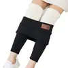 Bolsillo con etiqueta de cuero forrado de borrego engrosado leggings otoño e invierno para mujer 2026 pantalones cálidos pantalones de venta caliente transfronteriza