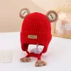 Gorro de invierno para niños, cálido y grueso, gorro de pico lindo, gorro de punto a prueba de viento y protector de orejas para niños y niñas