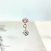 Pendientes Colgantes Pequeños Redondos de Circonita de Aleación de Titanio F-136 Pendientes de Labio de Titanio G23 con Rosca Interna Joyería para Piercing