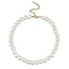 Collar para Mujer Cadena Clavícula Estilo Francés Pequeño Aroma Múltiples Tamaños Perla de Imitación 6-12 Collar de Perlas de Imitación Blancas Aleación