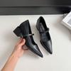 Tacones Altos de Punta con Hebilla Casual de 7 cm para Mujer 2025 Primavera Nuevo Combinación Total Tacón Grueso Boca Baja Zapatos de Una Capa