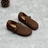 2025 Novo Bosque Literário Couro Genuíno Birkenstock Sapatos Femininos Retrô Bico Redondo Couro Macio Sapatos Preguiçosos Casuais Mais Fáceis de Combinar Sapatos para Mulheres