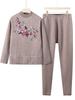 Traje de ropa de invierno para abuela ropa de otoño para mujeres mayores pantalones largos conjunto de dos piezas florales de otoño e invierno para madre ropa cálida para anciana