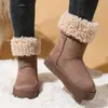 Botas de Nieve Gruesas de Felpa Multicolores Invierno Borde Enrollado para Mujer con Forro de Terciopelo Cálido Zapatos de Algodón Suela Gruesa Antideslizantes Zapatos para Mujer