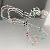 Versão coreana de IU Estrela com colar de ervilhas arco-íris feminino corrente de clavícula de verão luxo leve nicho ins nova moda 2022