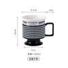 Caneca estilo francês, xícara de café para escritório, xícara de cerâmica de luxo de alta qualidade, taça de casal, estampa pied-de-poule, presente de acompanhamento