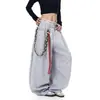 Calça de Cintura com Cordão Decorativo Estilo Americano Outono e Inverno, Perna Larga, para Homens e Mulheres, Dança Jazz, Esportes, Moletom Solto da Moda
