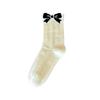 Nuevos Calcetines de Borde Enrollado para Mujer de Otoño Calcetines Largos Versátiles Japoneses sin Costuras con Lazo Calcetines de Media Pantorrilla Holgados Estilo Universitario