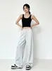 Pantalones deportivos de chándal versátiles de moda para mujer, talla grande, estilo americano de otoño, pantalones grises de pierna ancha, pantalones casuales fluidos para jóvenes, modernos