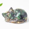 Cristal Natural Transfronteiriço Cascalho Cola Gotas Gato Pequeno Dormindo Posição de Dormir Gato Estátua de Animal Escritório Casa Sala de Estar Mesa