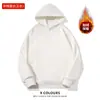 Blusões com Capuz Espessos Forrados com Fleece de Algodão Chinês 420g para Homens e Mulheres, Moletons de Cor Pura, Uniformes de Classe Soltos, Roupas de Trabalho Estampadas