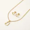 Set de Collar y Pendientes de Acero Inoxidable de Larga Duración, Nueva Moda Europea y Americana Joyería con Colgante de Nudo de Amor para Mujeres