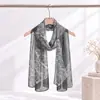 Bufanda ligera de georgette, 50*160 cm, nuevo diseño estampado, bufanda larga, bufanda protectora solar, bufanda de playa para exteriores para mujer, decoración de seda
