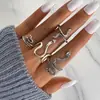 Anillo de Turquesa Estilo Étnico Retro Europeo Moda Geométrico Desgastado Mariposa Pluma Juego de 11 Anillos