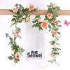 Simulación de vid de rosa, flor falsa de plástico, vid de hoja verde, planta de flor, vid de boda, decoración del hogar, vid de flores al por mayor